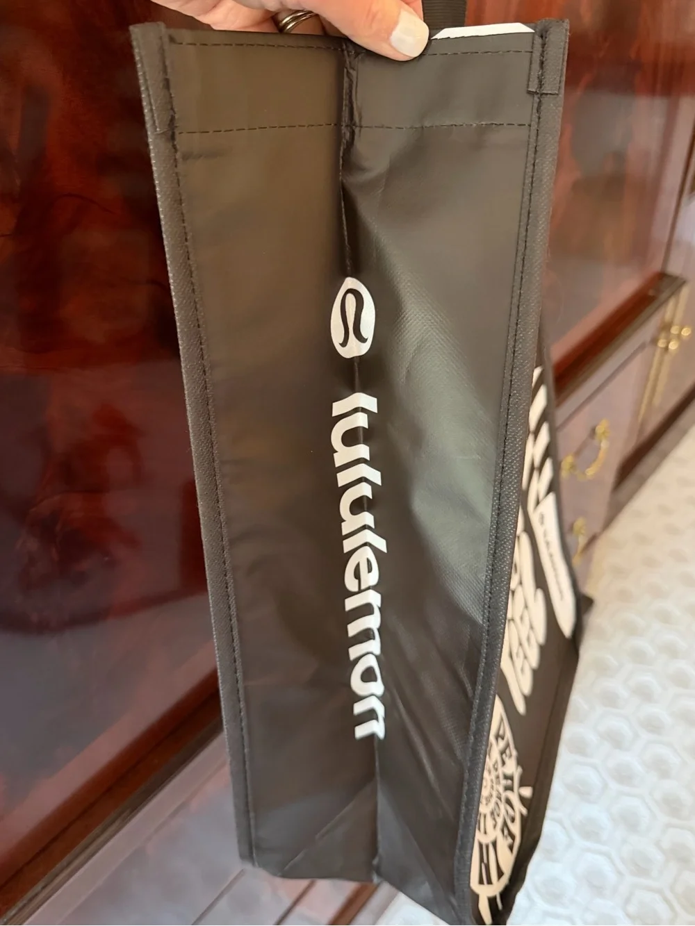 NEW Lululemon Large Reusable Shopper Bag Sequoia Brown Graphic Print
